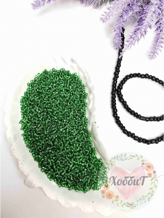 Бисер 13/0 класс А, калиброванный Чехия (зеленый блестящий)